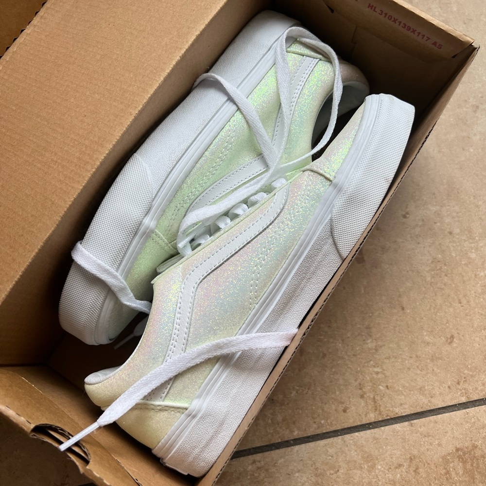 Vans Old School UV White/Pink Glitter Sneakers US Women’s 8 / US Men’s 6.5 - Picture 4 of 14